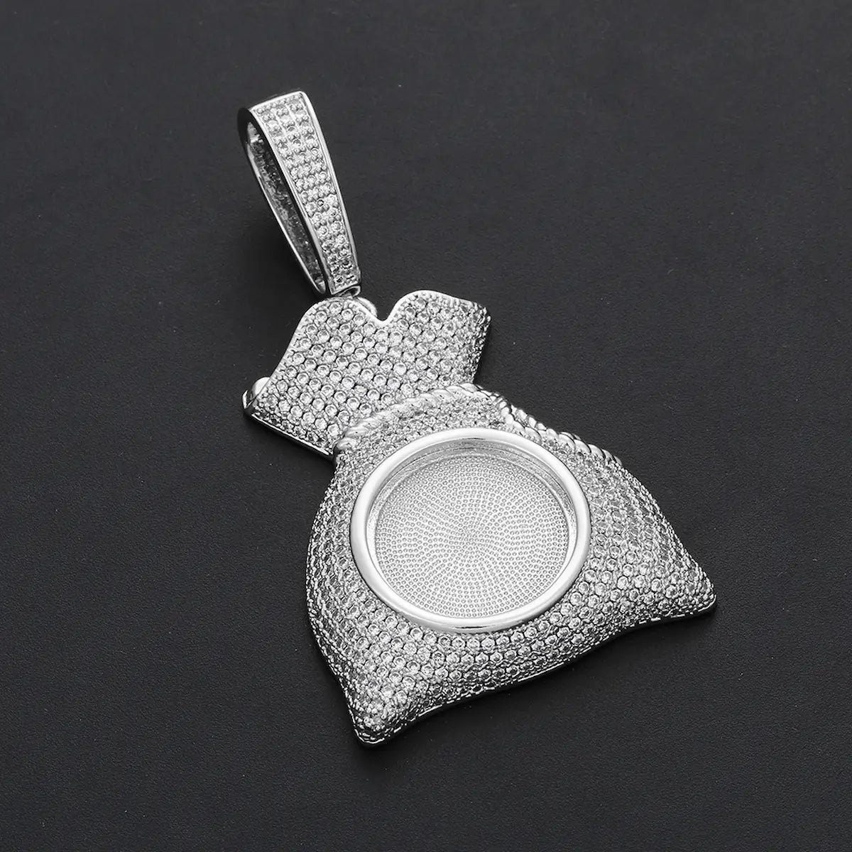 Custom Iced Out Chain With Picture Money Bag Pendant