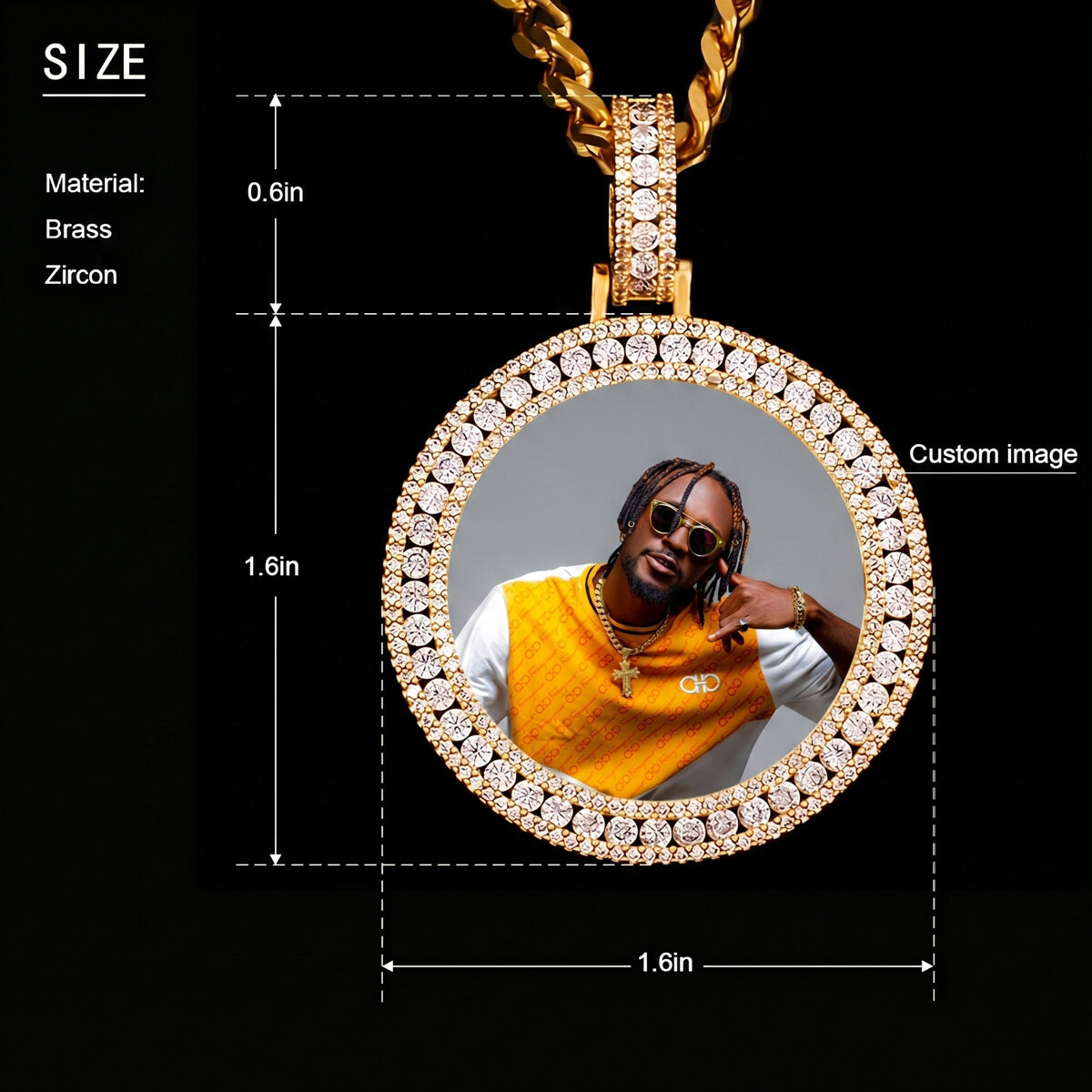 Detailed 3D picture chain necklace