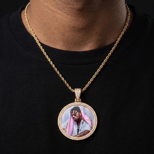 18K Gold Plated 2 Row Custom Memorial chain with picture