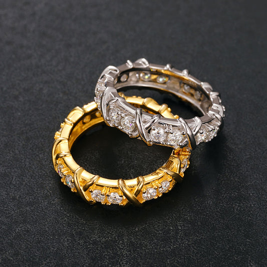 gold and silver 8mm screw pattern rings side by side