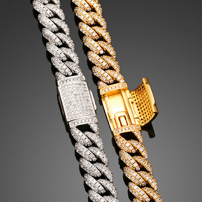 close-up of 10mm iced out Miami Cuban chain clasp and lock