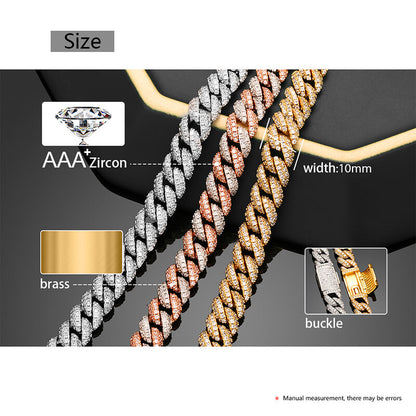 10mm 2 row iced out Miami Cuban chain necklace detailed product view