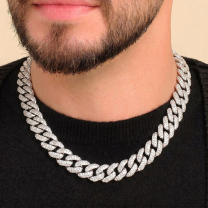 Man wearing an iced-out Miami Cuban chain 