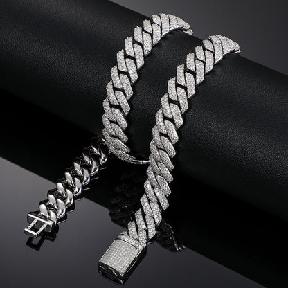 close-up of 13mm 3 row iced out Miami Cuban chain links