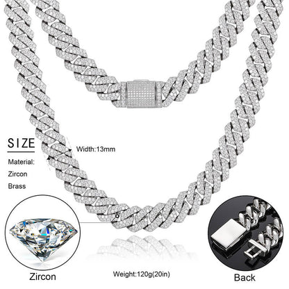 13mm 3 row iced out Miami Cuban chain width detail