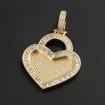 Iced Out Custom Heart Pendant With Picture