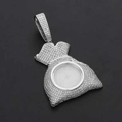 Custom Iced Out Chain With Picture Money Bag Pendant