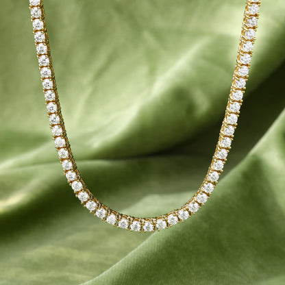 Men's 3mm tennis chain Gold necklace with cubic zirconia stones