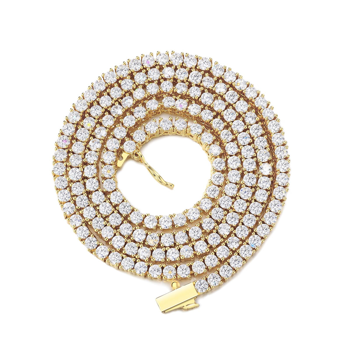 mens 3mm tennis chain necklace with cubic zirconia stones