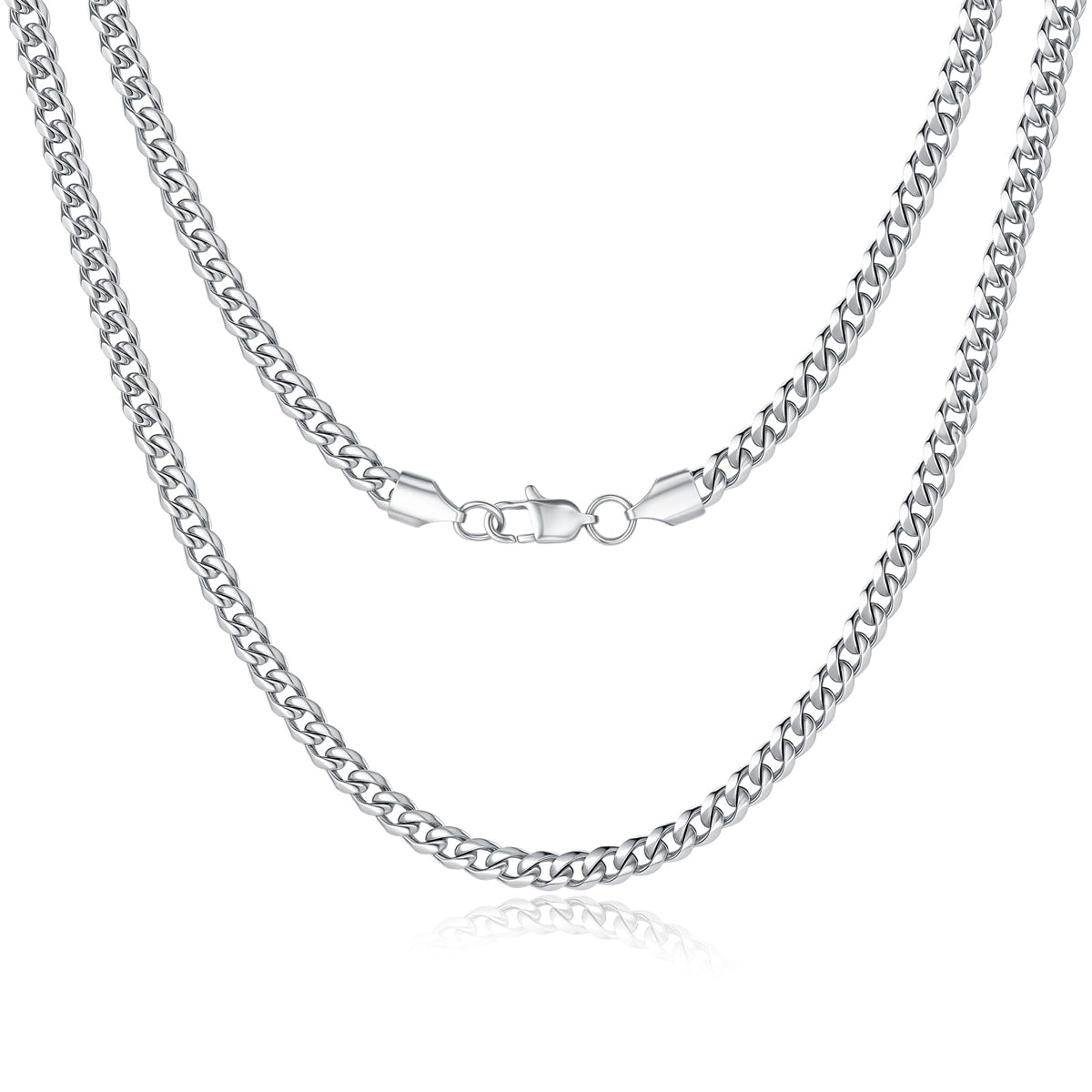 3mm silver stainless steel classic Cuban chain necklace for men