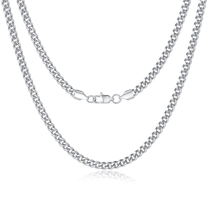 3mm silver stainless steel classic Cuban chain necklace for men