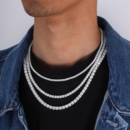 rapper style 3mm tennis necklace with iced out stones