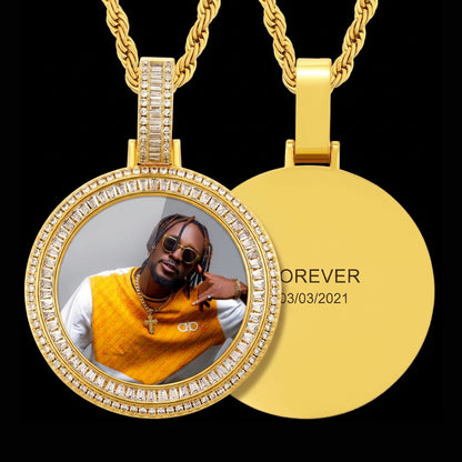 18K Gold Plated Custom Iced Out Memorial Chain With Picture