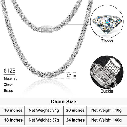 close-up of 6mm iced out Miami Cuban chain links with stones