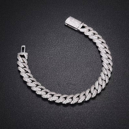 6mm silver plated iced out Miami Cuban chain bracelet