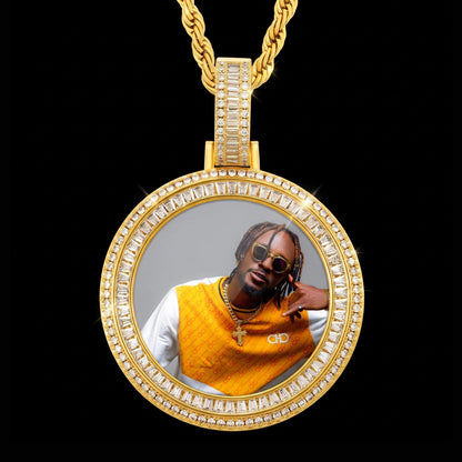 18K Gold Plated Custom Iced Out Memorial Chain With Picture