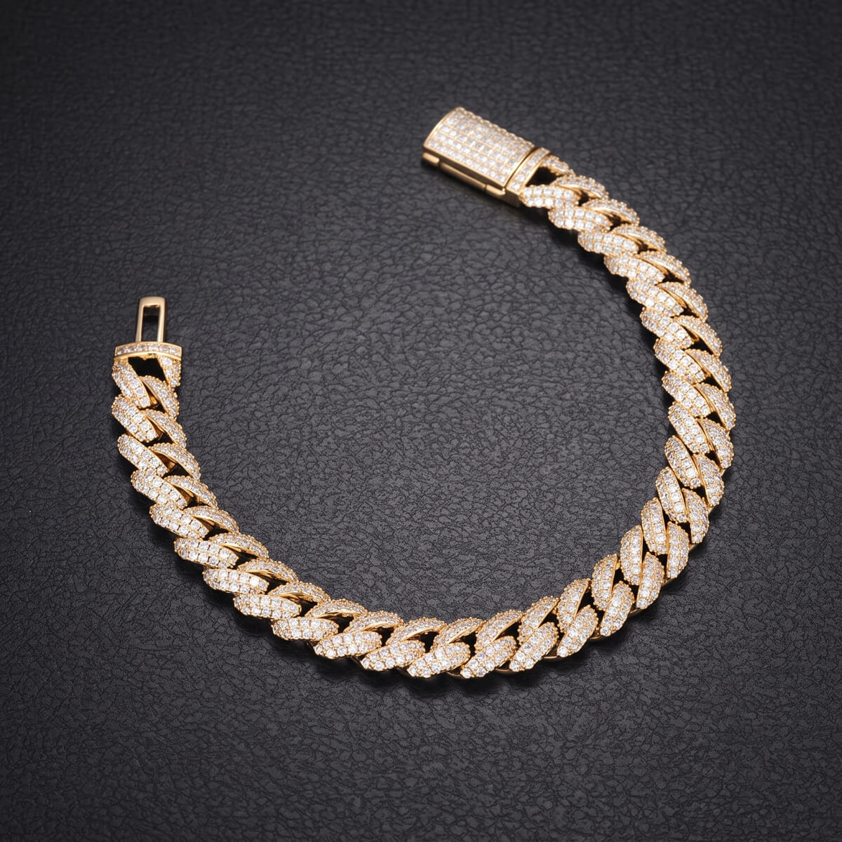 8mm gold plated iced out Miami Cuban chain bracelet