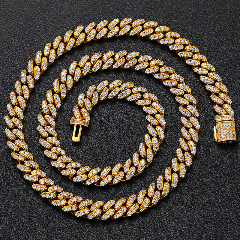 8mm gold iced out Miami Cuban chain necklace for men hip hop fashion