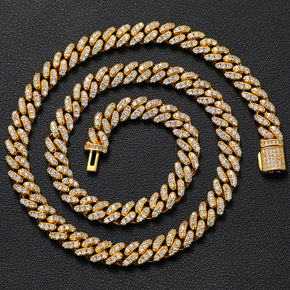 8mm gold iced out Miami Cuban chain necklace for men hip hop fashion