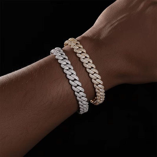 man wearing 8mm iced out Miami Cuban chain bracelet