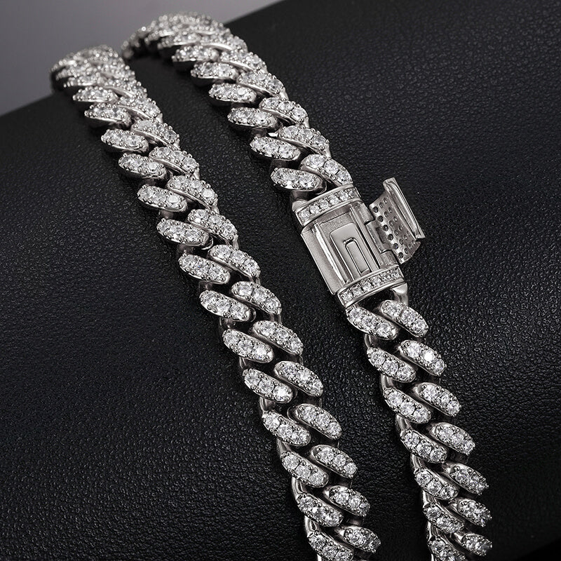 close-up of 8mm iced out Miami Cuban chain clasp and lock detail