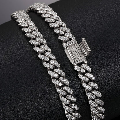 close-up of 8mm iced out Miami Cuban chain clasp and lock detail