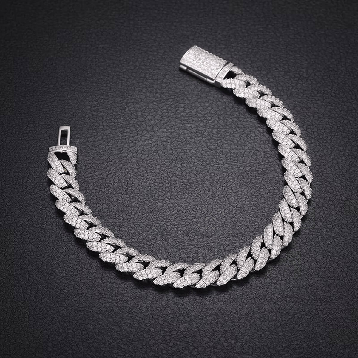 8mm silver plated iced out Miami Cuban chain bracelet