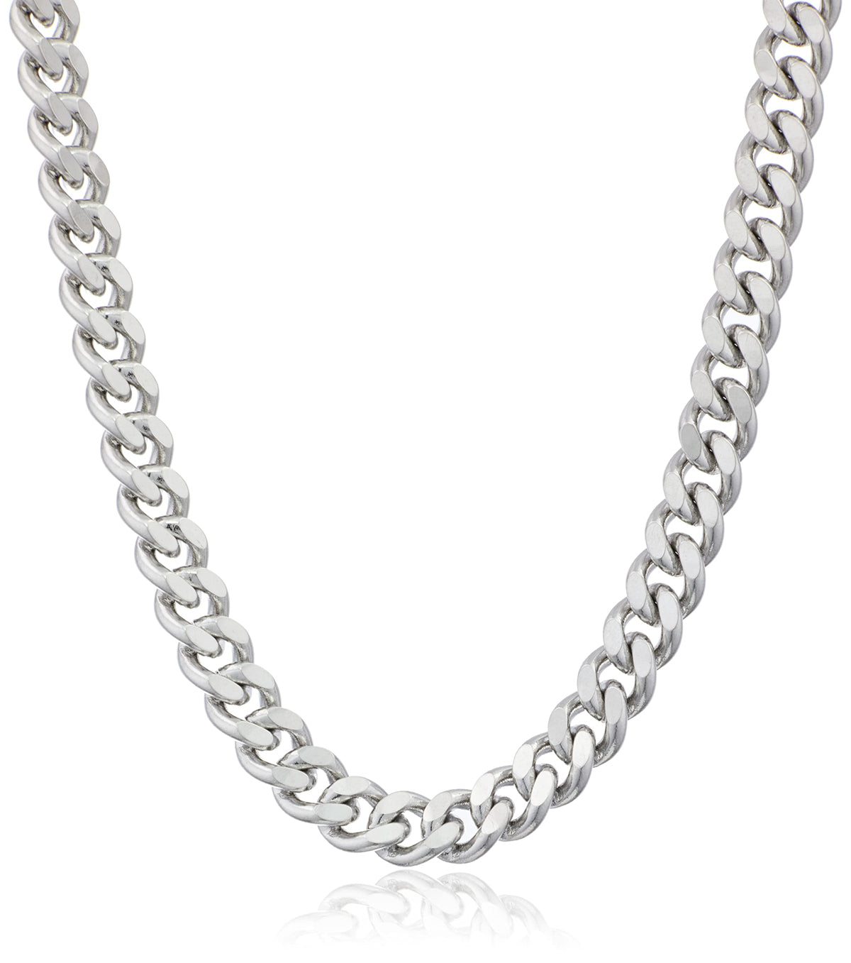 8mm stainless steel classic Cuban chain necklace for men with thick polished links