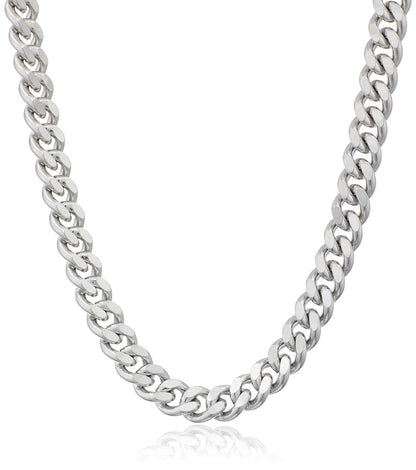 8mm stainless steel classic Cuban chain necklace for men with thick polished links