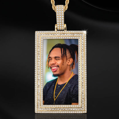Rectangle Picture Engraved Memory Pendant For Men