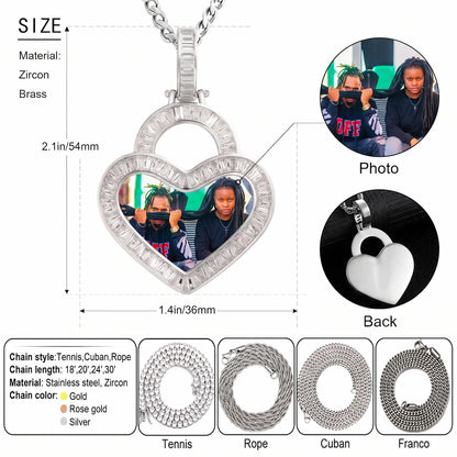 Iced Out Custom Heart Pendant With Picture
