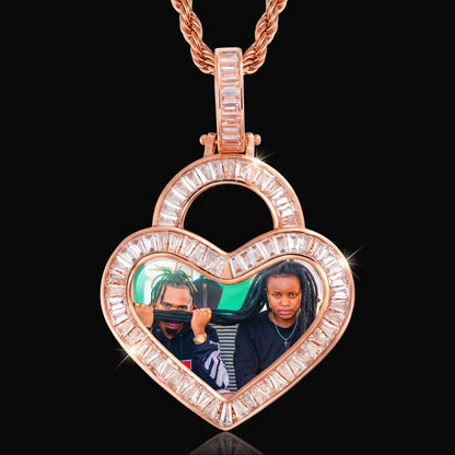 Iced Out Custom Heart Pendant With Picture