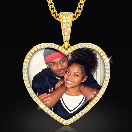 18K Gold Plated Custom Heart Pendant With Picture