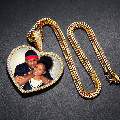 18K Gold Plated Custom Heart Pendant With Picture