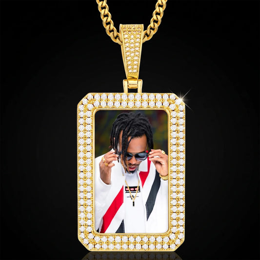 18K Gold Plated Custom Iced Out Square Chain with Picture
