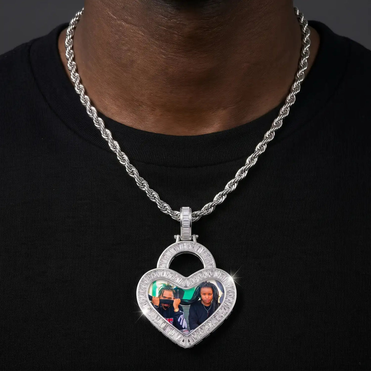 Iced Out Custom Heart Pendant With Picture