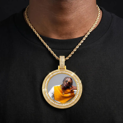 18K Gold Plated Custom Iced Out Memorial Chain With Picture