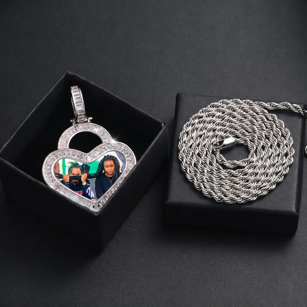 Iced Out Custom Heart Pendant With Picture