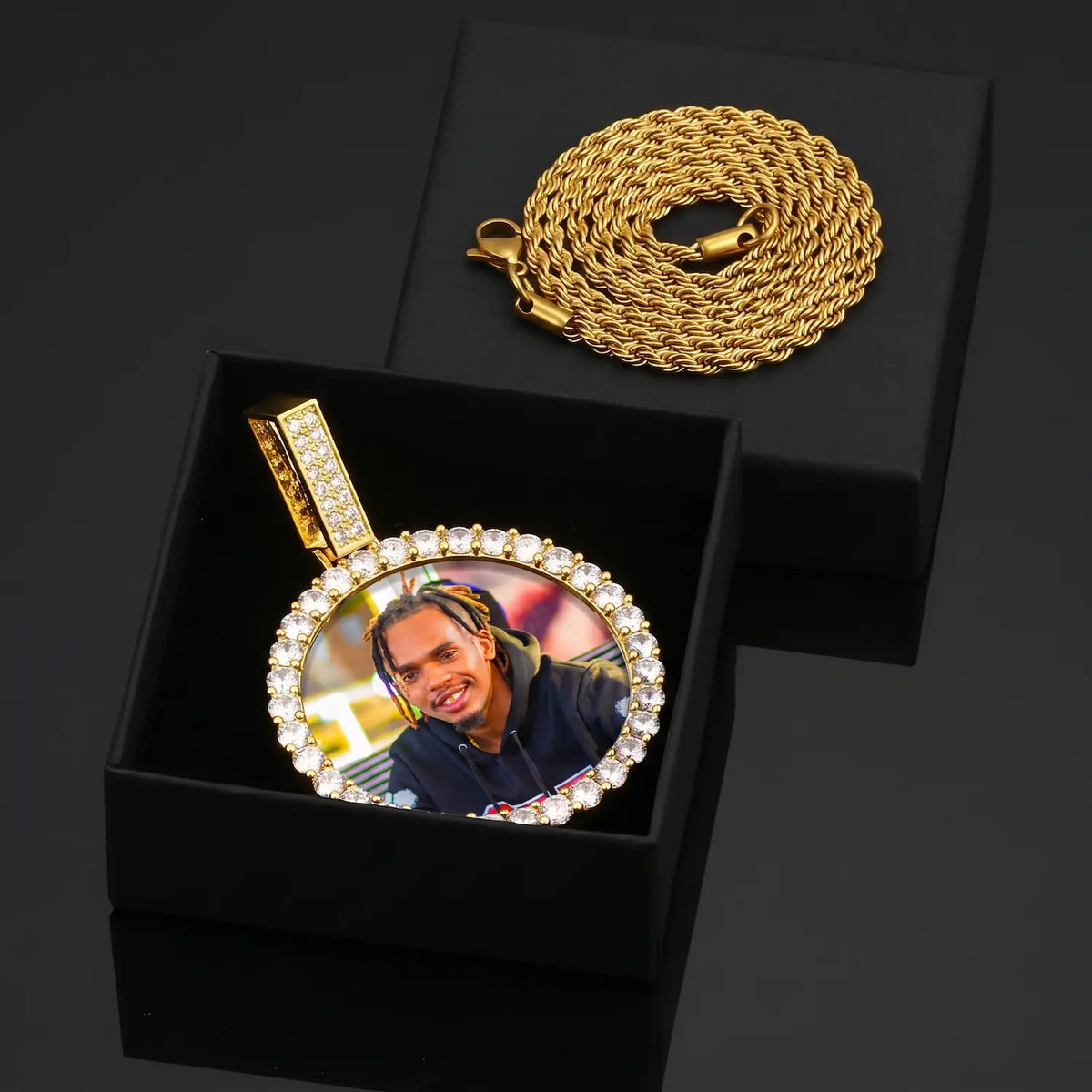 18K Gold Plated Custom Memorial Chain With Picture