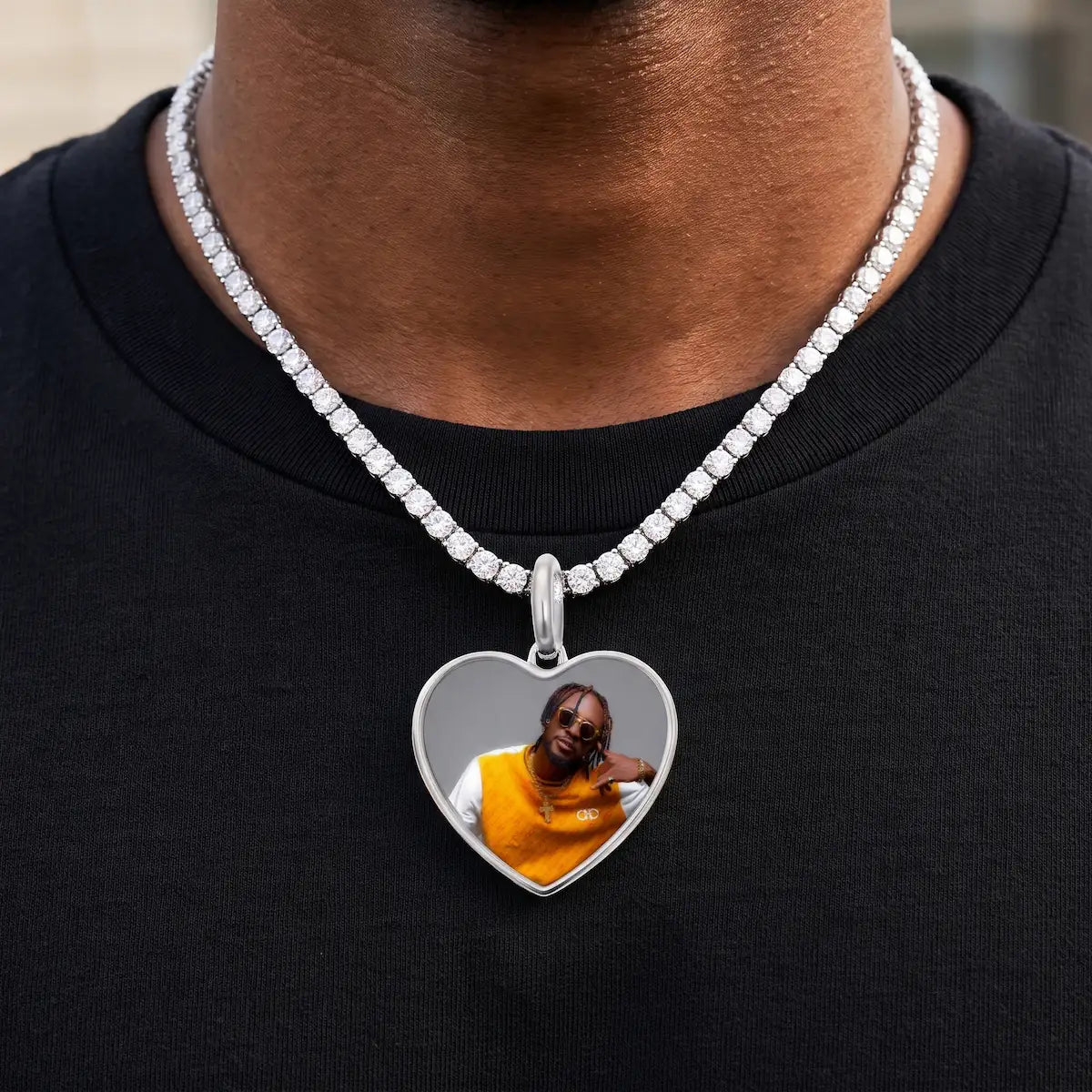 18K Gold Plated Custom Heart Memorial Chain With Picture
