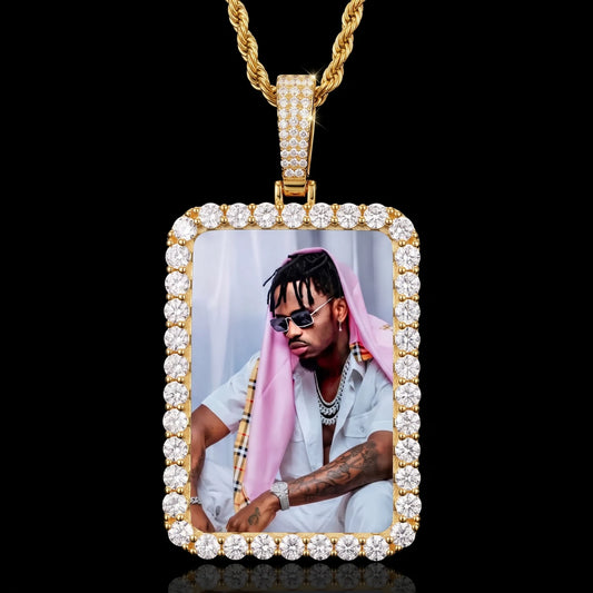 Custom Rectangle Picture Engraved Memory Pendant For Men