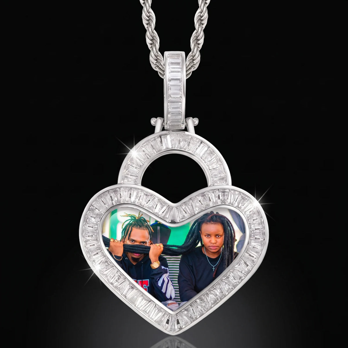 Iced Out Custom Heart Pendant With Picture