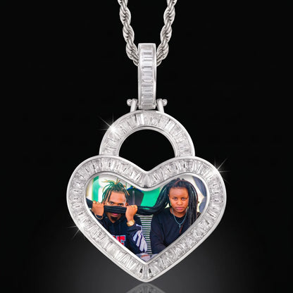 Iced Out Custom Heart Pendant With Picture