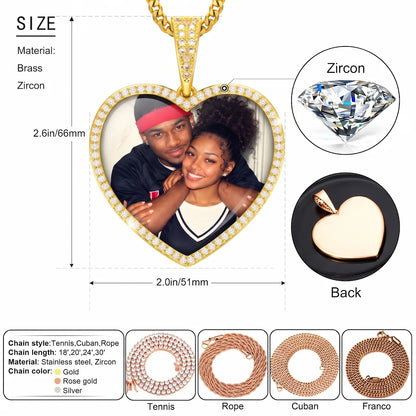 18K Gold Plated Custom Heart Pendant With Picture
