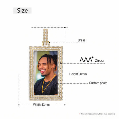 Rectangle Picture Engraved Memory Pendant For Men