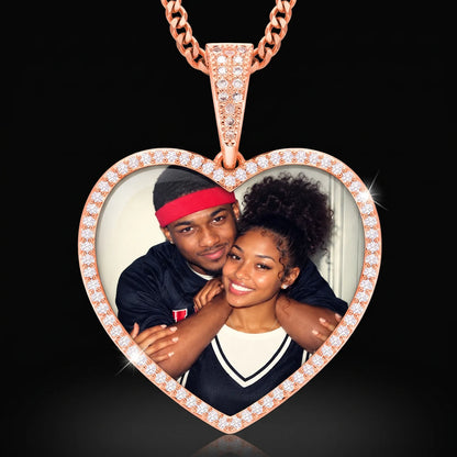 18K Gold Plated Custom Heart Pendant With Picture