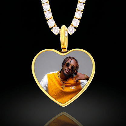 18K Gold Plated Custom Heart Memorial Chain With Picture