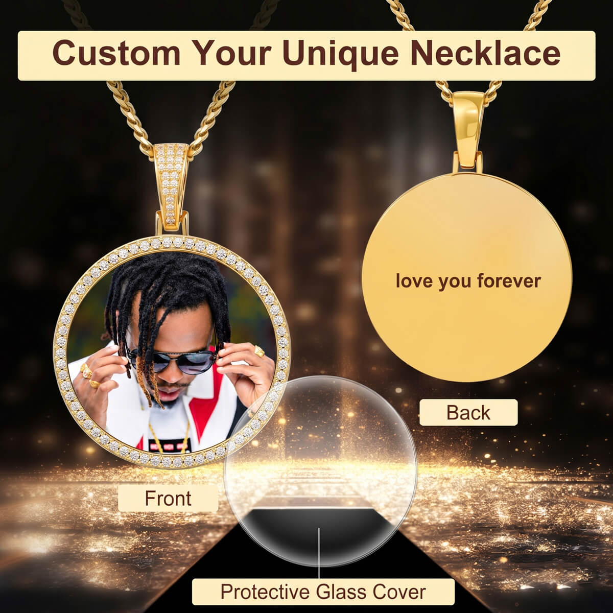 Customizable necklace with photo, necklace with photo inside