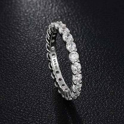 3mm Iced Out Eternity Band Ring in silver featuring sparkling CZ or Moissanite stones with a timeless eternity design.