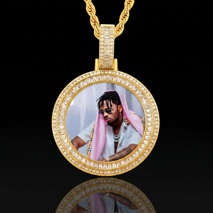 18k gold iced out memorial chain, front View